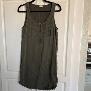 Splendid Olive Green Sleeveless Henley Tank Dress